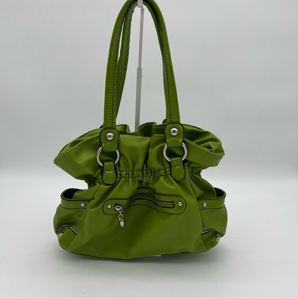 Wilsons Leather Lime Green Belted Shoulder Bag Y2K Style Silver Hardware - Picture 7 of 11
